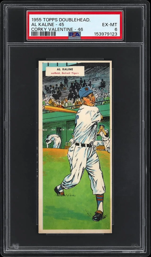1955 Topps Corky Valentine - 46 Doubleheaders Al Kaline #45 card image