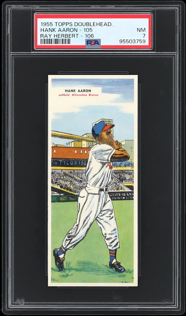1955 Topps Hank Aaron/Ray Herbert Doubleheader #105-106 card image