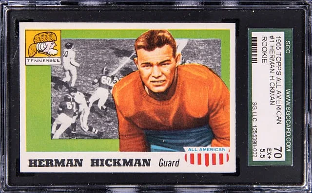 1955 Topps Herman Hickman All American #1 card image
