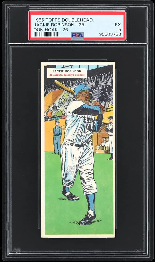 1955 Topps Jackie Robinson/Don Hoak Doubleheader #25-26 card image