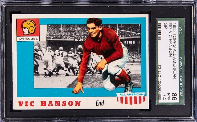 1955 Topps Vic Hanson All American #57 card image