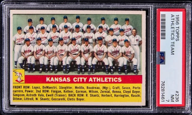 1956 Topps Athletics Team #236 card image