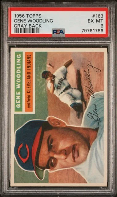1956 Topps Gene Woodling Gray Back #163 card image
