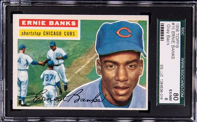 1956 Topps, Gray Back Ernie Banks #15 card image