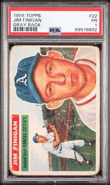 1956 Topps Jim Finigan Gray Back #22 card image