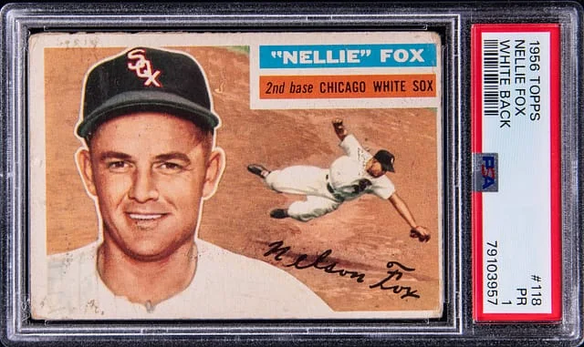 1956 Topps Nellie Fox White Back #118 card image