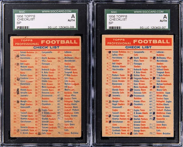 1956 Topps SP Checklist #no-number card image