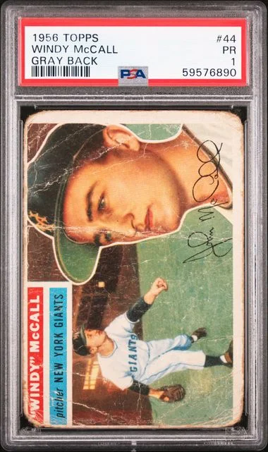 1956 Topps Windy Mccall Gray Back #44 card image