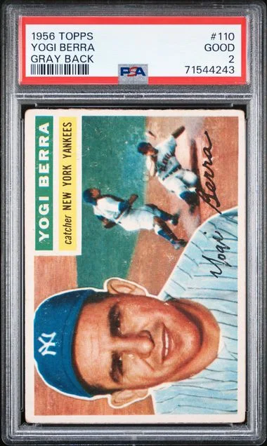 1956 Topps Yogi Berra Gray Back #110 card image