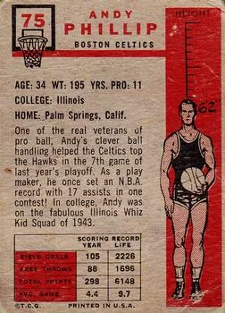 1957-58 Topps Andy Phillip #75 card back image