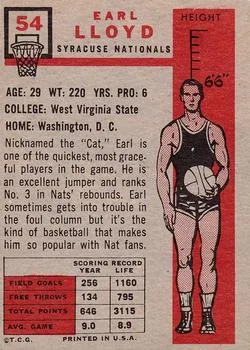 1957-58 Topps Earl Lloyd #54 card back image