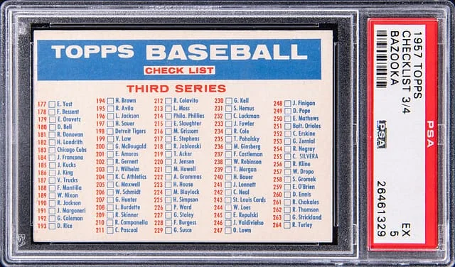 1957 Topps 3/4, Bazooka Checklist #no-number card image