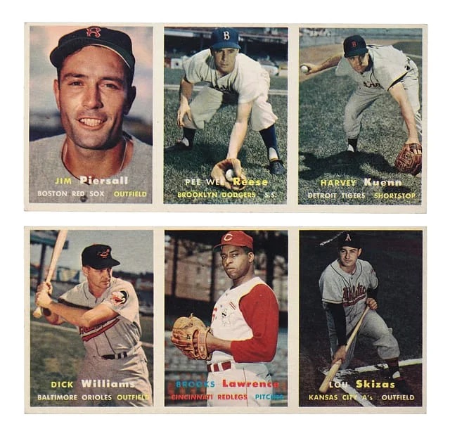 1957 Topps Baseball Salesman Panel Pair (2) - Featuring Pee Wee Reese #no-number card image