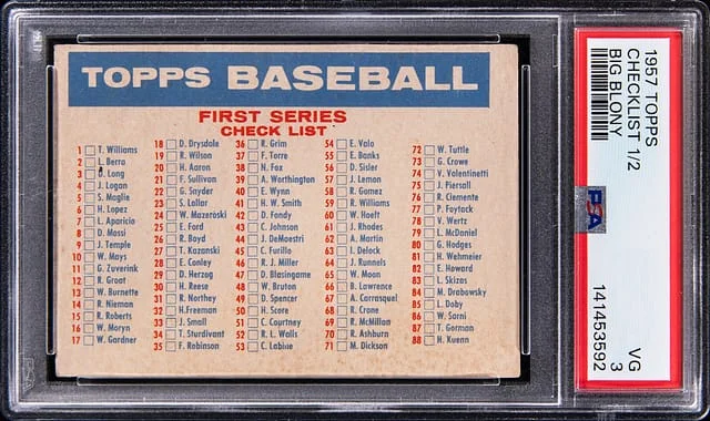 1957 Topps Big Blony Checklist 1/2 #no-number card image