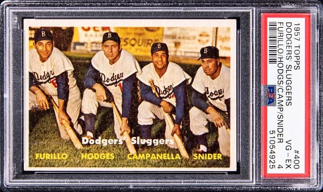 1957 Topps Carl Furillo, Duke Snider, Roy Campanella, Gil Hodges Dodgers Sluggers #400 card image