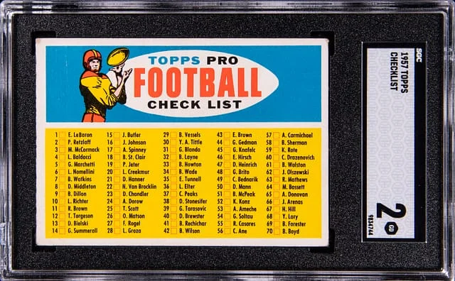 1957 Topps Checklist #no-number card image