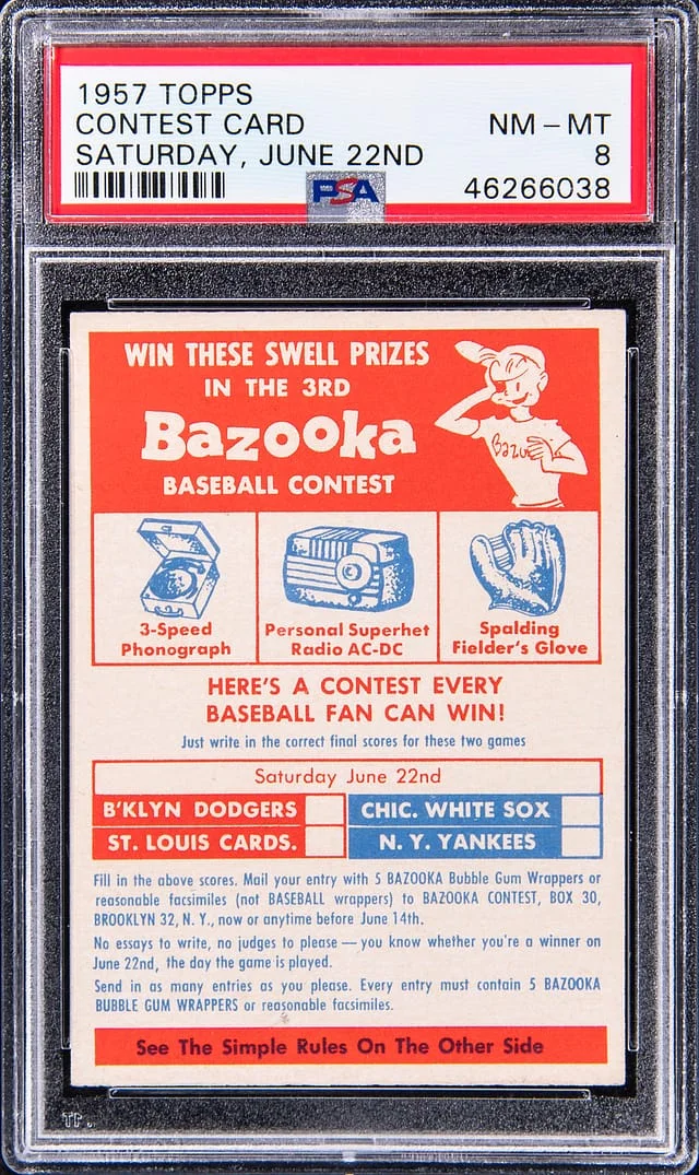 1957 Topps Contest Saturday June #22nd card image