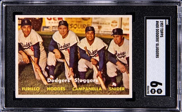 1957 Topps Dodgers' Sluggers Furillo/Hodges/Campanella/Snider - SG EX-NM 6 #400 card image