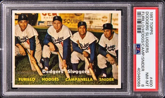 1957 Topps Dodgers' Sluggers Roy Campanella/Duke Snider/Gil Hodges/Carl Furillo #400 card image