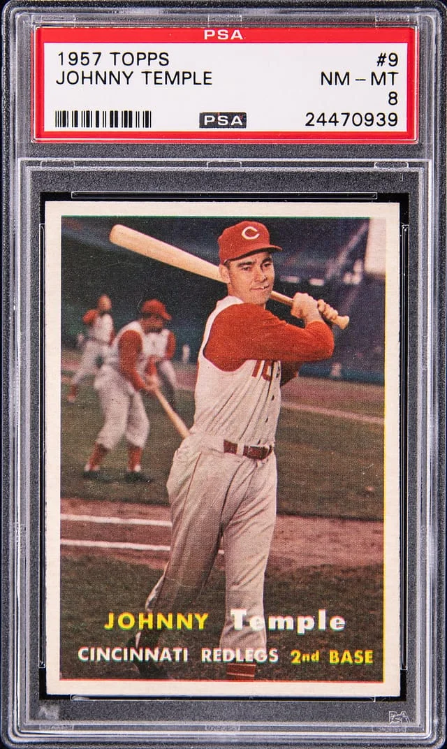 1957 Topps Johnny Temple #9 card image