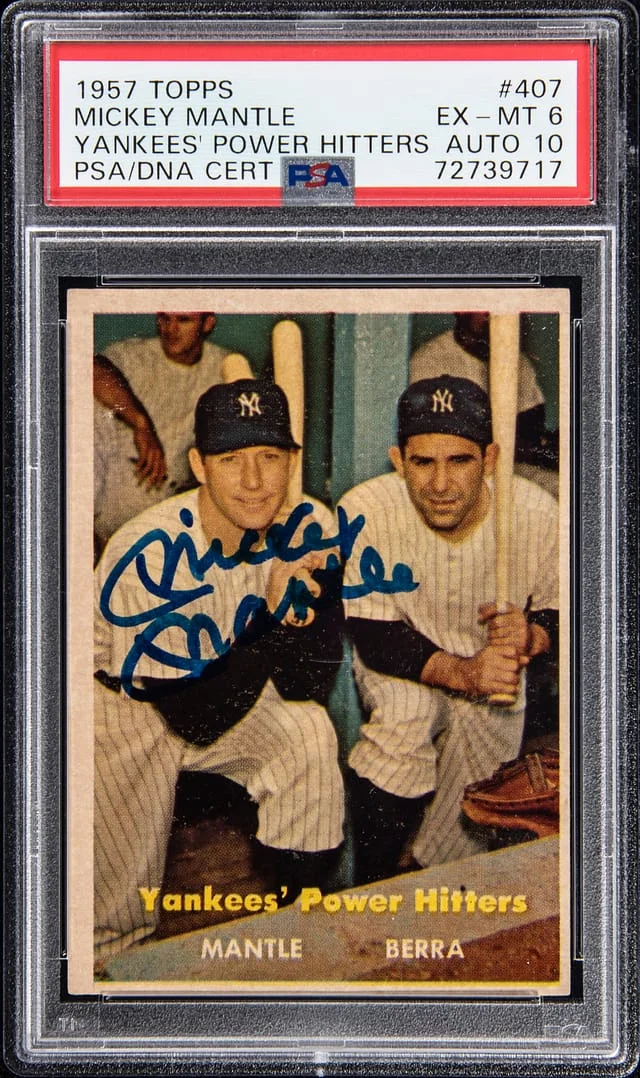 1957 Topps Mickey Mantle Yankees' Power Hitters #407 card image