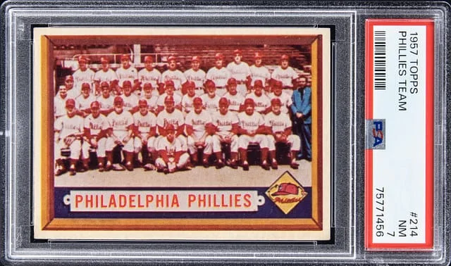 1957 Topps Phillies Team #214 card image