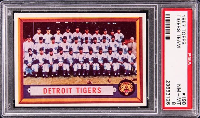 1957 Topps Tigers Team #198 card image