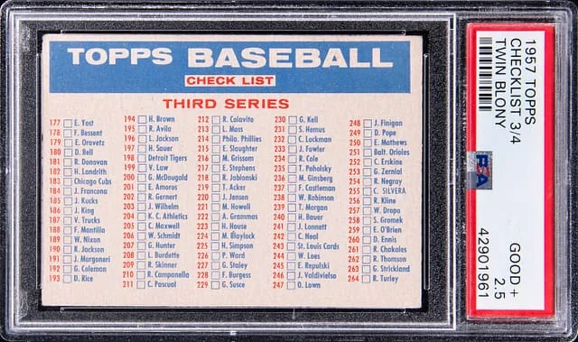 1957 Topps Twin Blony Checklist 3/4 #no-number card image