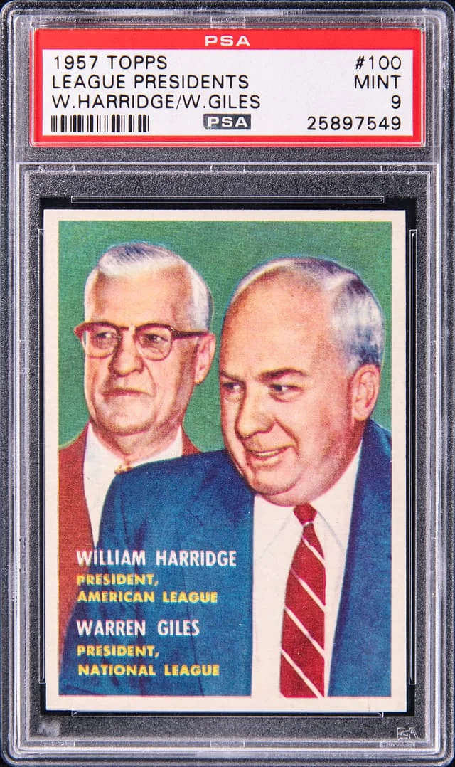 1957 Topps William Harridge/Warren Giles League Presidents #100 card image