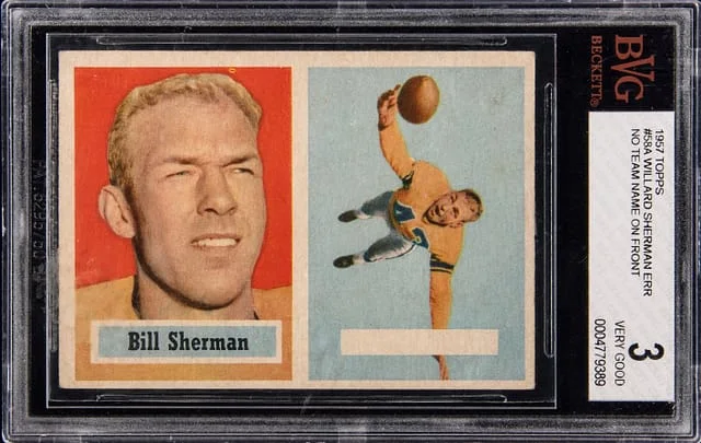 1957 Topps Williard Sherman No Name on Front #58 card image