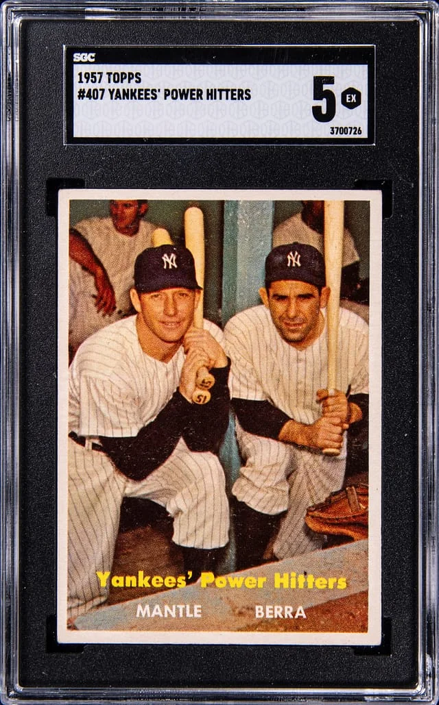 1957 Topps Yankees' Power Hitters, Mickey Mantle/Yogi Berra #407 card image