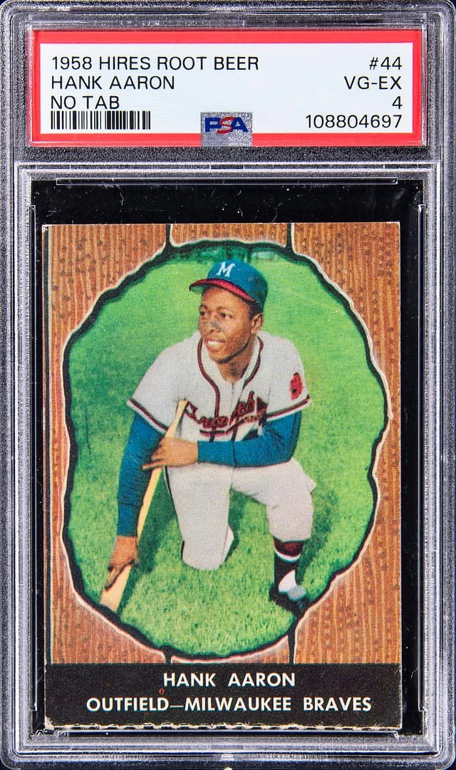 1958 Hires Root Beer Hank Aaron, No Tab #44 card image