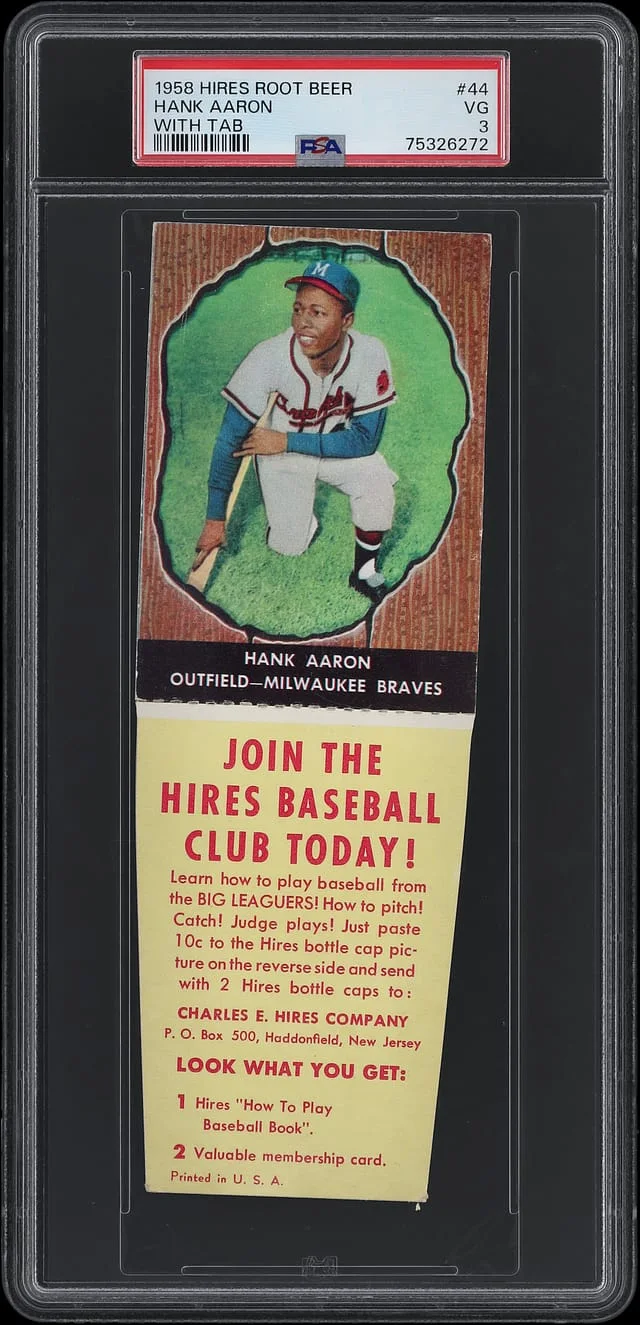 1958 Hires Root Beer Hank Aaron (With Tab) #44 card image