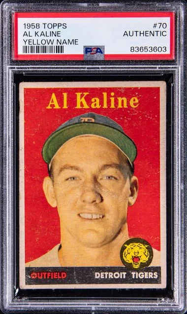 1958 Topps Al Kaline, Yellow Name #70 card image