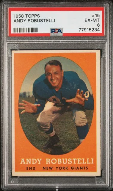1958 Topps Andy Robustelli #15 card image
