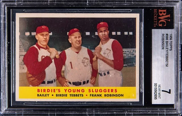 1958 Topps Bailey/Birdie Tebbets/Frank Robinson #386 card image