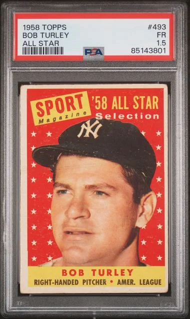 1958 Topps Bob Turley All Star #493 card image