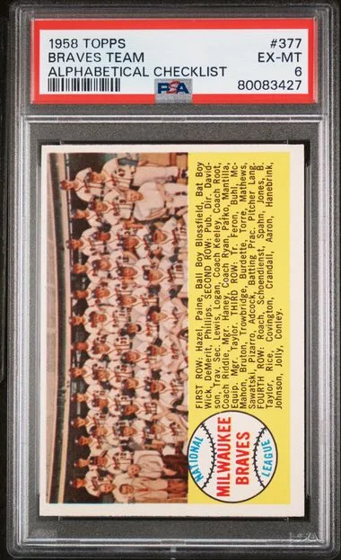 1958 Topps Braves Team Alphabetical Checklist #377 card image