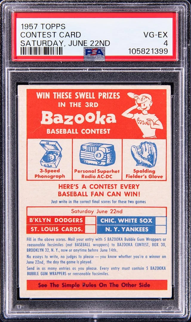 1958 Topps Contest Card (Saturday, Jun. 22) #no-number card image