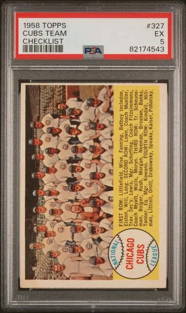 1958 Topps Cubs Team Checklist #327 card image