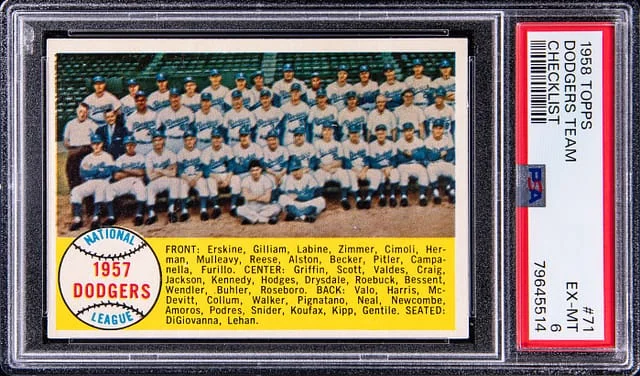 1958 Topps Dodgers Checklist #71 card image