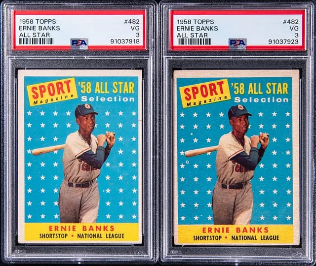 1958 Topps Ernie Banks Pair (2) All Star #482 card image
