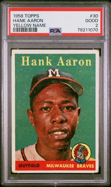 1958 Topps Hank Aaron Yellow Name #30 card image