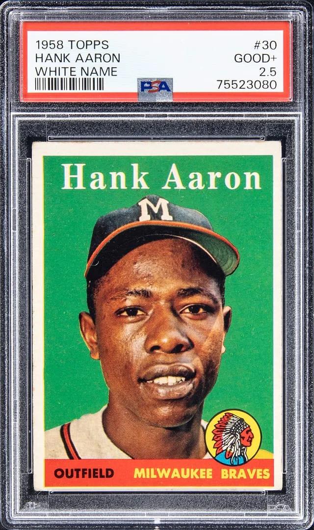 1958 Topps Hank Aaron, White Name #30 card image