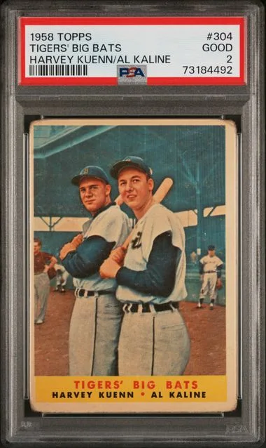 1958 Topps Harvey Kuenn/Al Kaline Tigers' Big Bats #304 card image