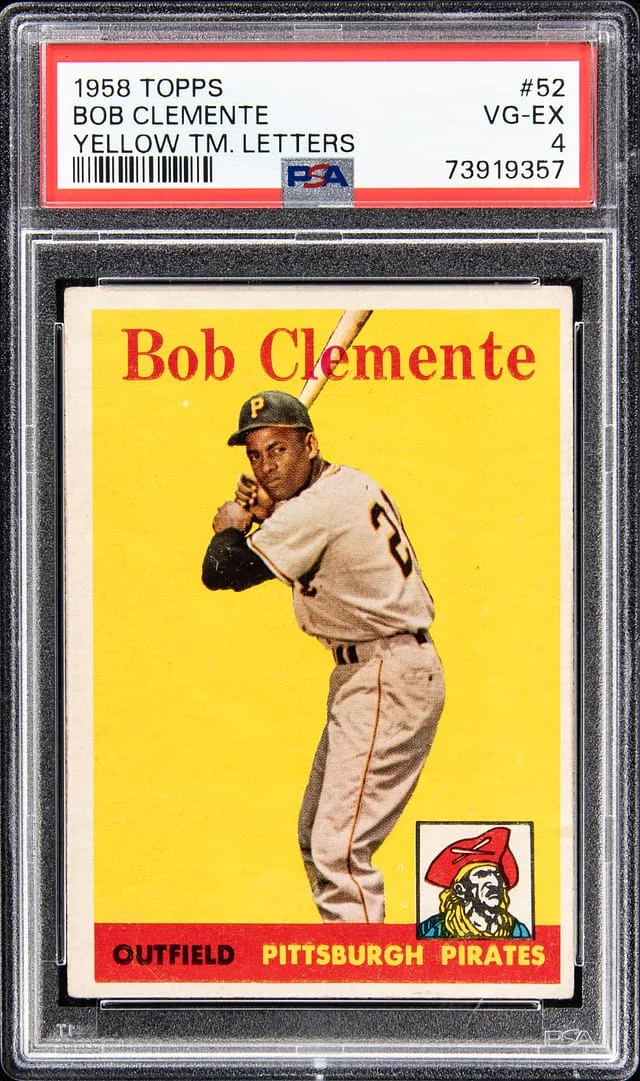 1958 Topps Roberto Clemente, Yellow Team #52 card image