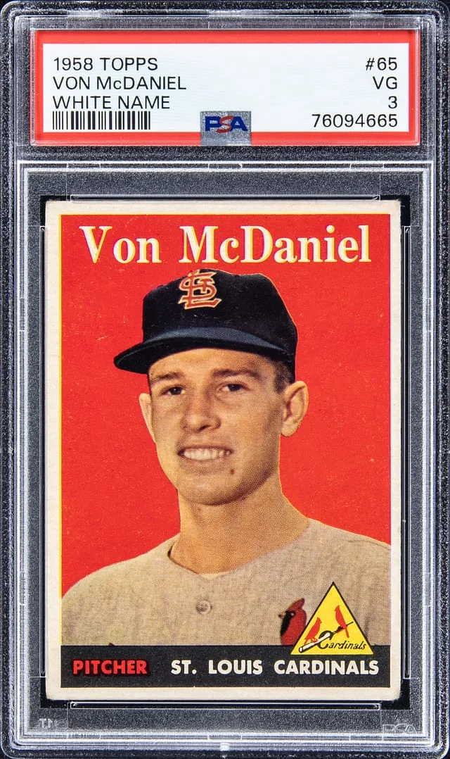 1958 Topps Von McDaniel, White Name #65 card image