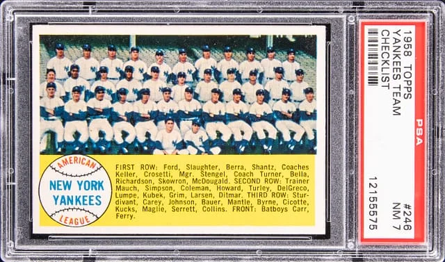 1958 Topps Yankees Team Checklist #246 card image