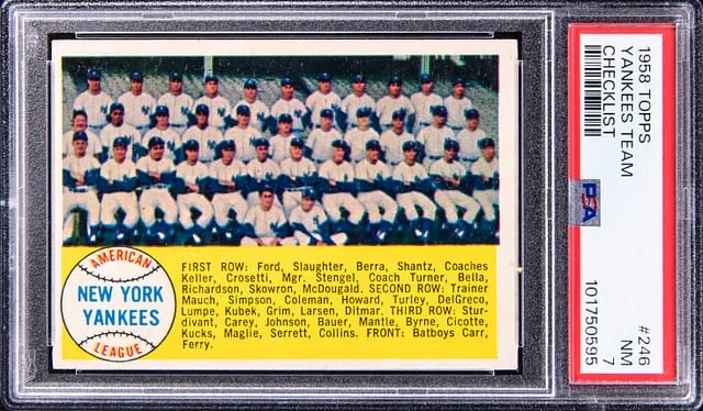 1958 Topps Yankees Team Checklist #246 card image