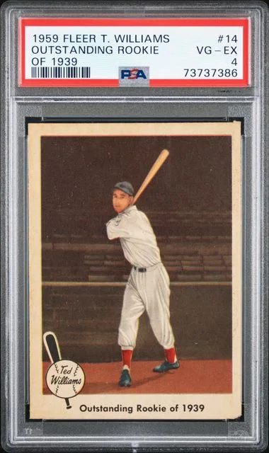 1959 Fleer #14 Ted Williams Outstanding of #1939 card image